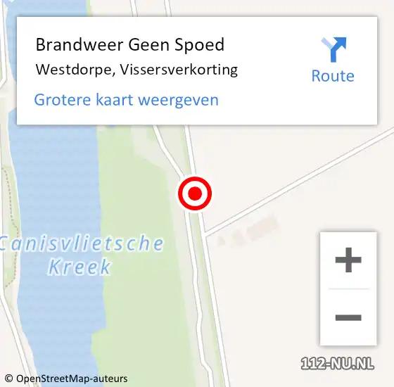 Locatie op kaart van de 112 melding: Brandweer Geen Spoed Naar Westdorpe, Vissersverkorting op 29 oktober 2019 12:47