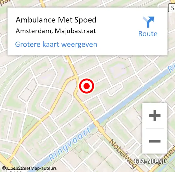 Locatie op kaart van de 112 melding: Ambulance Met Spoed Naar Amsterdam, Majubastraat op 29 oktober 2019 13:33