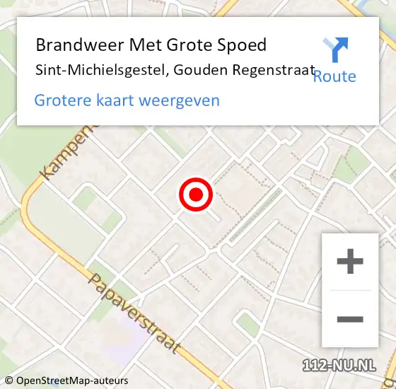 Locatie op kaart van de 112 melding: Brandweer Met Grote Spoed Naar Sint-Michielsgestel, Gouden Regenstraat op 29 oktober 2019 14:00