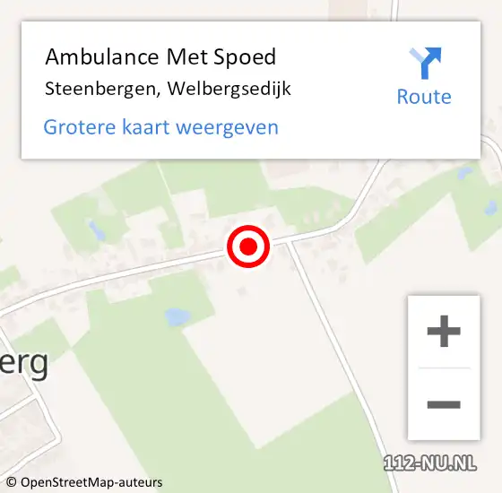 Locatie op kaart van de 112 melding: Ambulance Met Spoed Naar Steenbergen, Welbergsedijk op 29 oktober 2019 14:47