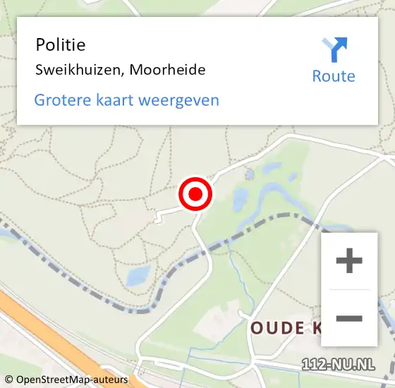 Locatie op kaart van de 112 melding: Politie Sweikhuizen, Moorheide op 29 oktober 2019 14:48