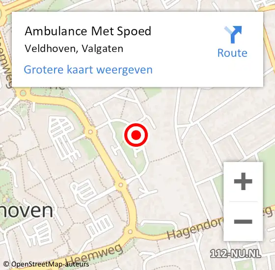 Locatie op kaart van de 112 melding: Ambulance Met Spoed Naar Veldhoven, Valgaten op 29 oktober 2019 16:10