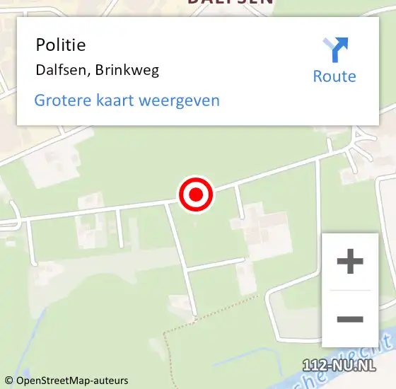 Locatie op kaart van de 112 melding: Politie Dalfsen, Brinkweg op 29 oktober 2019 16:44