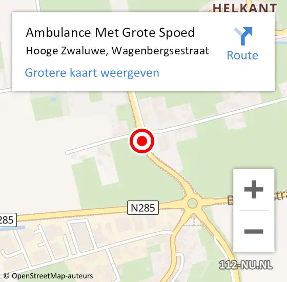 Locatie op kaart van de 112 melding: Ambulance Met Grote Spoed Naar Hooge Zwaluwe, Wagenbergsestraat op 29 oktober 2019 16:45