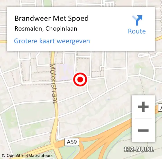 Locatie op kaart van de 112 melding: Brandweer Met Spoed Naar Rosmalen, Chopinlaan op 29 oktober 2019 17:40