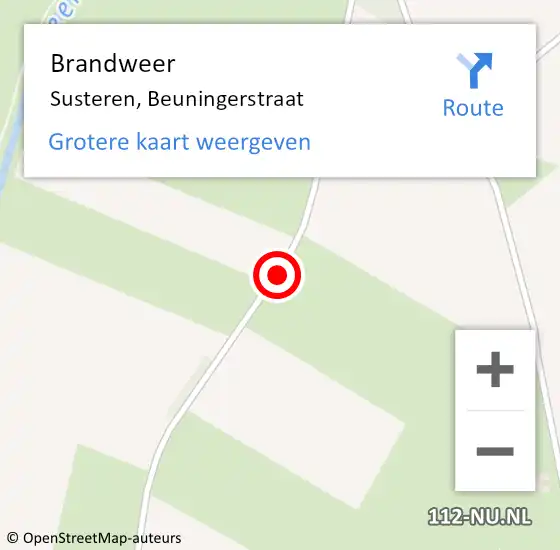 Locatie op kaart van de 112 melding: Brandweer Susteren, Beuningerstraat op 29 oktober 2019 17:55