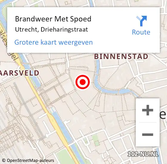 Locatie op kaart van de 112 melding: Brandweer Met Spoed Naar Utrecht, Drieharingstraat op 29 oktober 2019 18:13