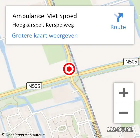 Locatie op kaart van de 112 melding: Ambulance Met Spoed Naar Hoogkarspel, Kerspelweg op 29 oktober 2019 18:14