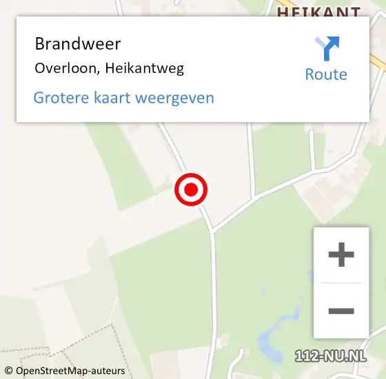 Locatie op kaart van de 112 melding: Brandweer Overloon, Heikantweg op 18 april 2014 07:58