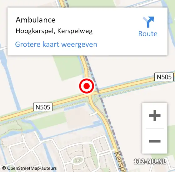 Locatie op kaart van de 112 melding: Ambulance Hoogkarspel, Kerspelweg op 29 oktober 2019 18:56