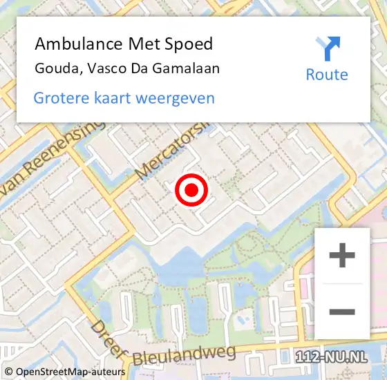 Locatie op kaart van de 112 melding: Ambulance Met Spoed Naar Gouda, Vasco Da Gamalaan op 29 oktober 2019 19:30