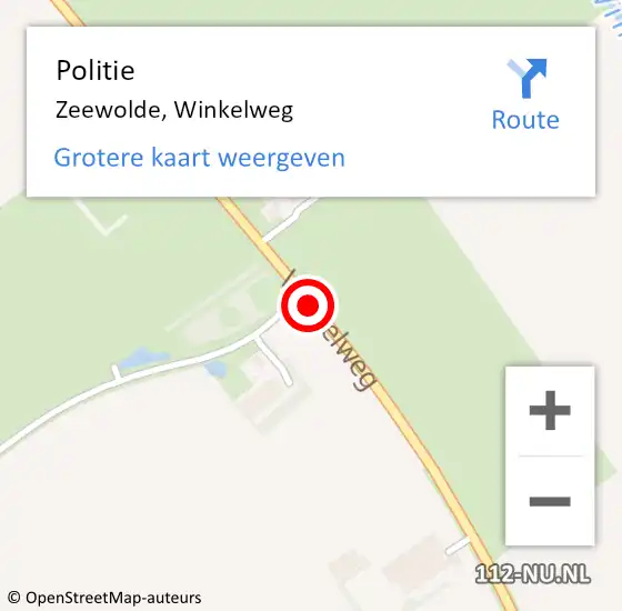 Locatie op kaart van de 112 melding: Politie Zeewolde, Winkelweg op 29 oktober 2019 19:33