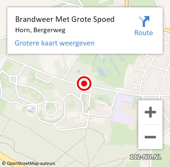 Locatie op kaart van de 112 melding: Brandweer Met Grote Spoed Naar Horn, Bergerweg op 29 oktober 2019 19:44