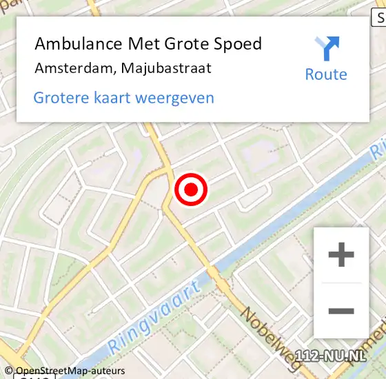 Locatie op kaart van de 112 melding: Ambulance Met Grote Spoed Naar Amsterdam, Majubastraat op 29 oktober 2019 19:53