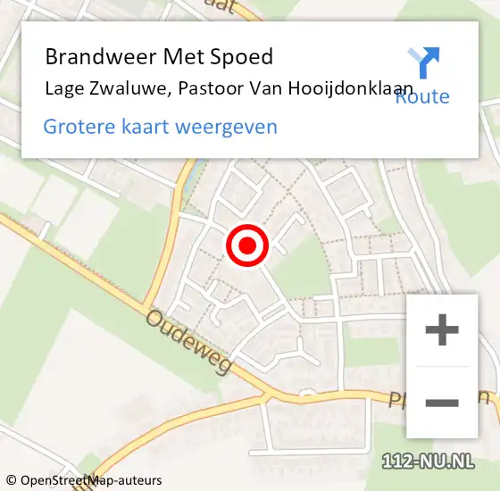 Locatie op kaart van de 112 melding: Brandweer Met Spoed Naar Lage Zwaluwe, Pastoor Van Hooijdonklaan op 29 oktober 2019 20:53