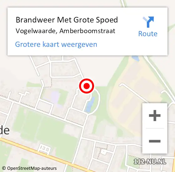 Locatie op kaart van de 112 melding: Brandweer Met Grote Spoed Naar Vogelwaarde, Amberboomstraat op 29 oktober 2019 21:24