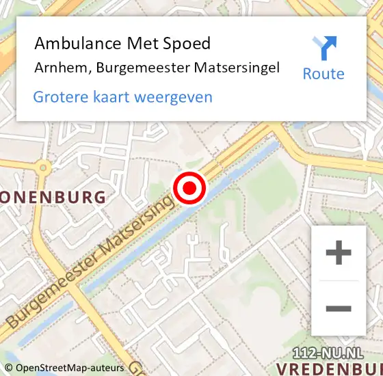 Locatie op kaart van de 112 melding: Ambulance Met Spoed Naar Arnhem, Burgemeester Matsersingel op 29 oktober 2019 22:10