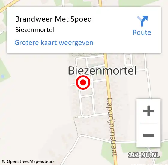 Locatie op kaart van de 112 melding: Brandweer Met Spoed Naar Biezenmortel op 30 oktober 2019 00:00