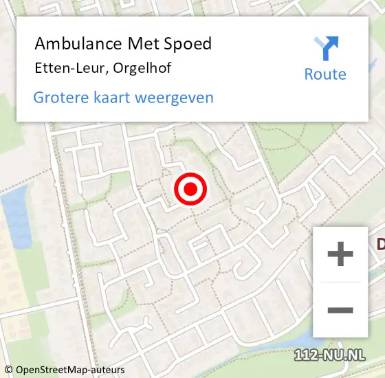 Locatie op kaart van de 112 melding: Ambulance Met Spoed Naar Etten-Leur, Orgelhof op 30 oktober 2019 00:05