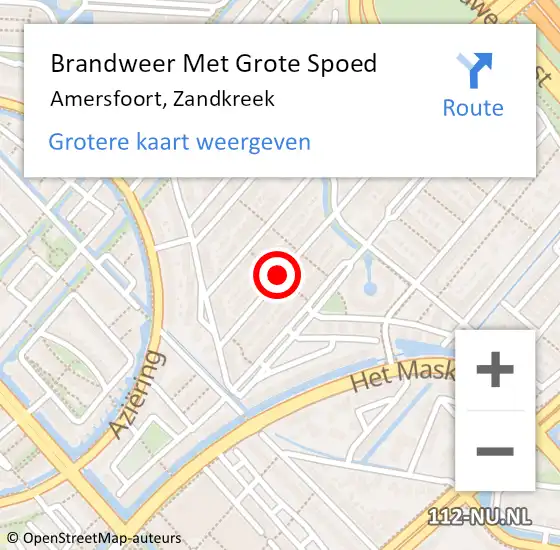 Locatie op kaart van de 112 melding: Brandweer Met Grote Spoed Naar Amersfoort, Zandkreek op 30 oktober 2019 00:40