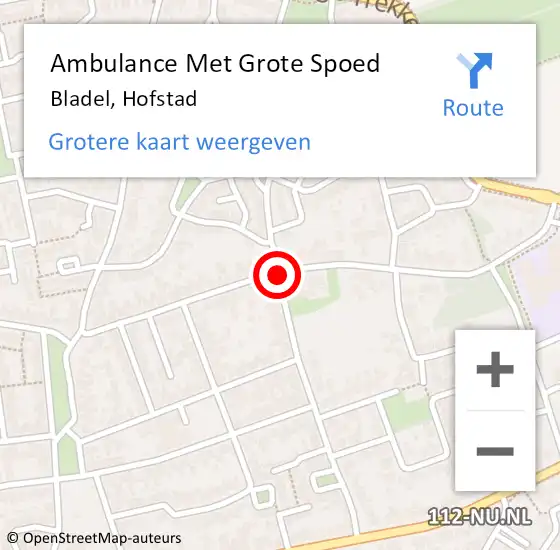 Locatie op kaart van de 112 melding: Ambulance Met Grote Spoed Naar Bladel, Hofstad op 30 oktober 2019 04:05