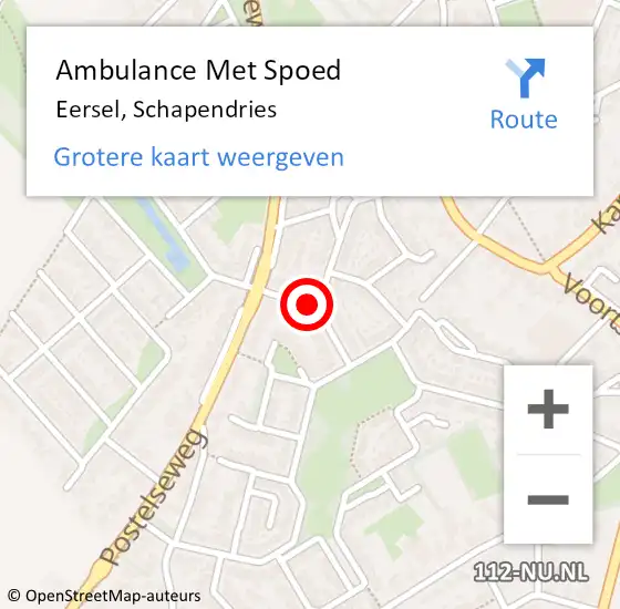 Locatie op kaart van de 112 melding: Ambulance Met Spoed Naar Eersel, Schapendries op 30 oktober 2019 06:34