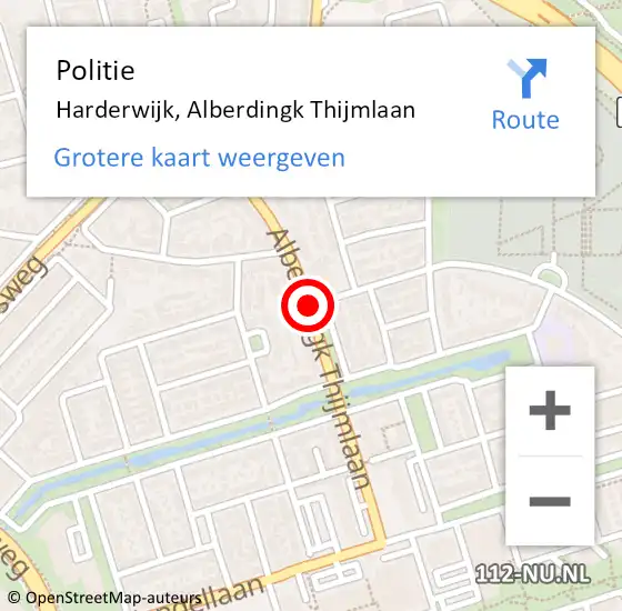 Locatie op kaart van de 112 melding: Politie Harderwijk, Alberdingk Thijmlaan op 30 oktober 2019 07:18