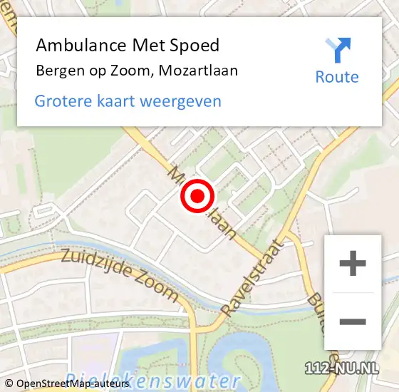 Locatie op kaart van de 112 melding: Ambulance Met Spoed Naar Bergen op Zoom, Mozartlaan op 30 oktober 2019 08:16