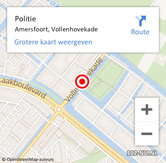 Locatie op kaart van de 112 melding: Politie Amersfoort, Vollenhovekade op 30 oktober 2019 08:22