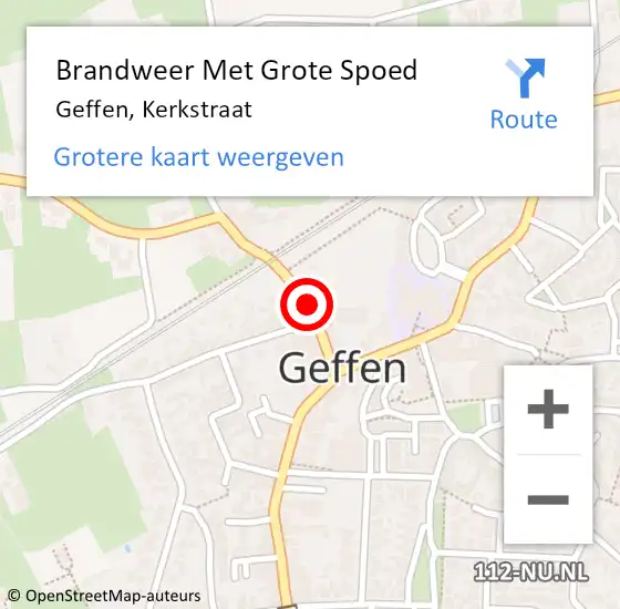 Locatie op kaart van de 112 melding: Brandweer Met Grote Spoed Naar Geffen, Kerkstraat op 30 oktober 2019 08:42