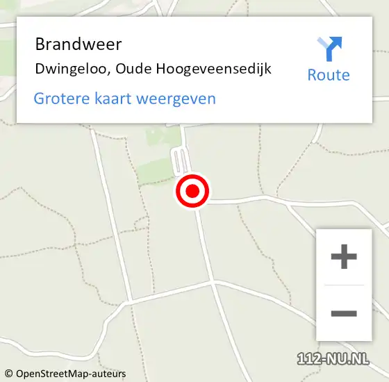 Locatie op kaart van de 112 melding: Brandweer Dwingeloo, Oude Hoogeveensedijk op 30 oktober 2019 08:51