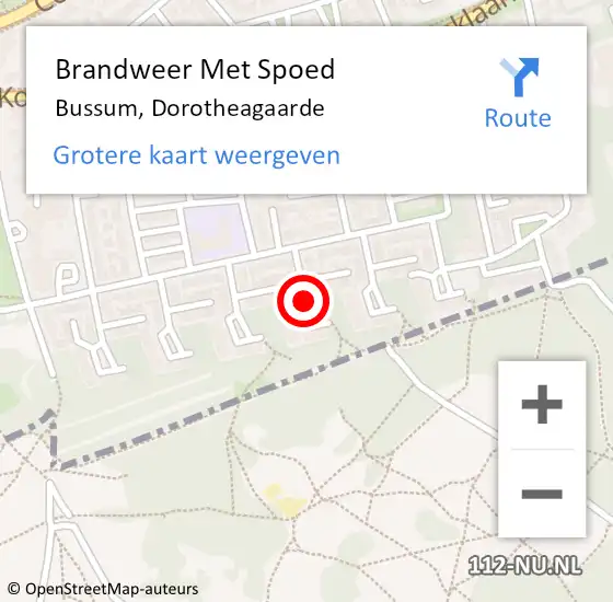Locatie op kaart van de 112 melding: Brandweer Met Spoed Naar Bussum, Dorotheagaarde op 30 oktober 2019 08:55