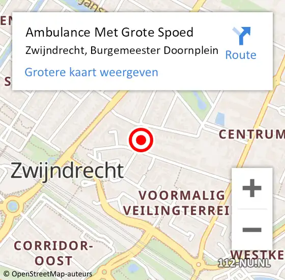 Locatie op kaart van de 112 melding: Ambulance Met Grote Spoed Naar Zwijndrecht, Burgemeester Doornplein op 30 oktober 2019 09:29