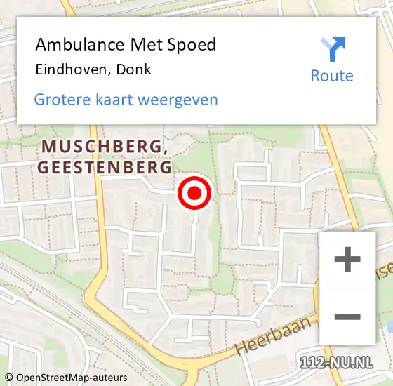 Locatie op kaart van de 112 melding: Ambulance Met Spoed Naar Eindhoven, Donk op 30 oktober 2019 09:37