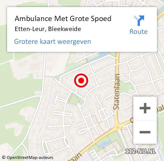 Locatie op kaart van de 112 melding: Ambulance Met Grote Spoed Naar Etten-Leur, Bleekweide op 30 oktober 2019 10:17