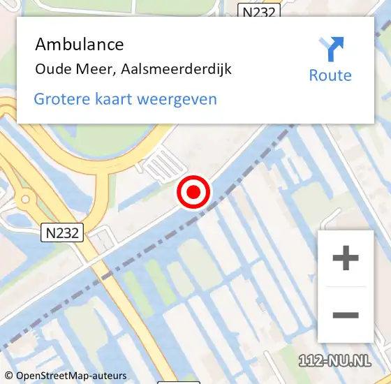 Locatie op kaart van de 112 melding: Ambulance Oude Meer, Aalsmeerderdijk op 30 oktober 2019 10:29