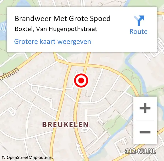 Locatie op kaart van de 112 melding: Brandweer Met Grote Spoed Naar Boxtel, Van Hugenpothstraat op 30 oktober 2019 10:52