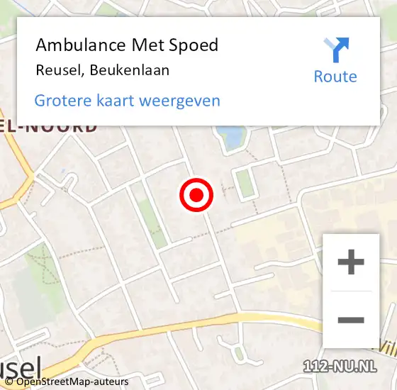 Locatie op kaart van de 112 melding: Ambulance Met Spoed Naar Reusel, Beukenlaan op 30 oktober 2019 11:16