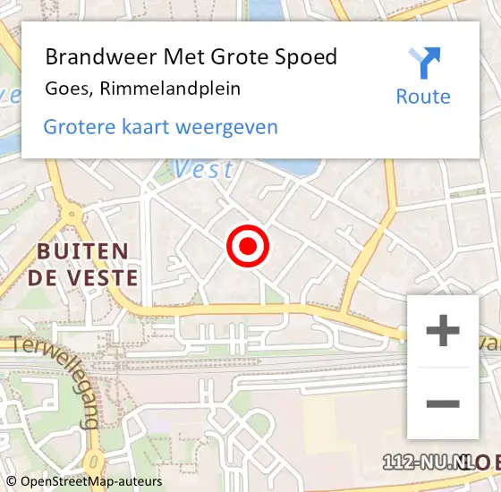 Locatie op kaart van de 112 melding: Brandweer Met Grote Spoed Naar Goes, Rimmelandplein op 30 oktober 2019 11:24