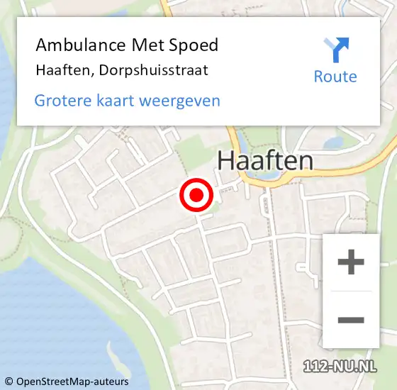 Locatie op kaart van de 112 melding: Ambulance Met Spoed Naar Haaften, Dorpshuisstraat op 30 oktober 2019 11:30