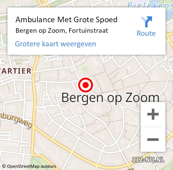 Locatie op kaart van de 112 melding: Ambulance Met Grote Spoed Naar Bergen op Zoom, Fortuinstraat op 30 oktober 2019 12:22