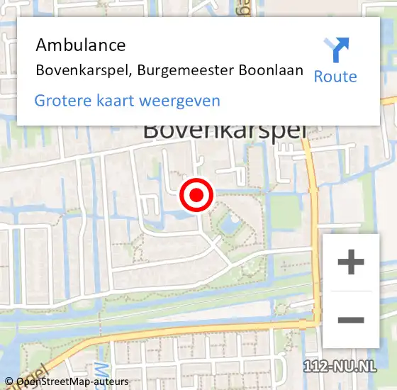 Locatie op kaart van de 112 melding: Ambulance Bovenkarspel, Burgemeester Boonlaan op 30 oktober 2019 12:45