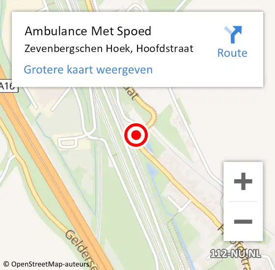 Locatie op kaart van de 112 melding: Ambulance Met Spoed Naar Zevenbergschen Hoek, Hoofdstraat op 30 oktober 2019 12:58