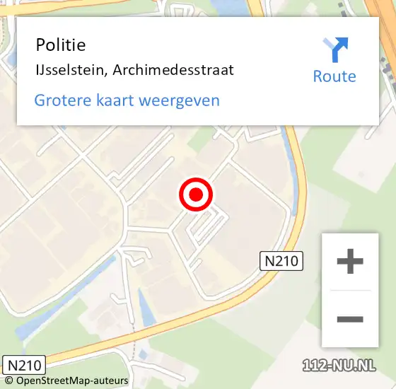 Locatie op kaart van de 112 melding: Politie IJsselstein, Archimedesstraat op 30 oktober 2019 13:25