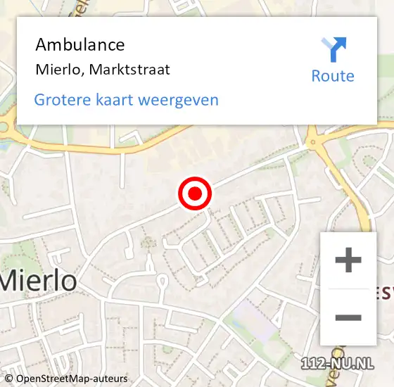 Locatie op kaart van de 112 melding: Ambulance Mierlo, Marktstraat op 30 oktober 2019 15:07