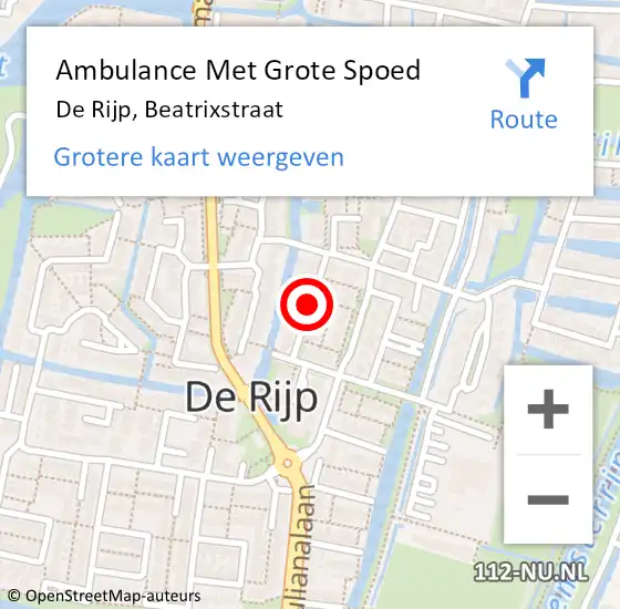 Locatie op kaart van de 112 melding: Ambulance Met Grote Spoed Naar De Rijp, Beatrixstraat op 30 oktober 2019 15:28