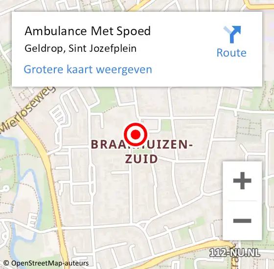 Locatie op kaart van de 112 melding: Ambulance Met Spoed Naar Geldrop, Sint Jozefplein op 30 oktober 2019 15:29