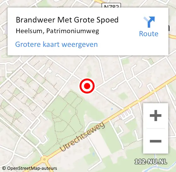 Locatie op kaart van de 112 melding: Brandweer Met Grote Spoed Naar Heelsum, Patrimoniumweg op 30 oktober 2019 15:31