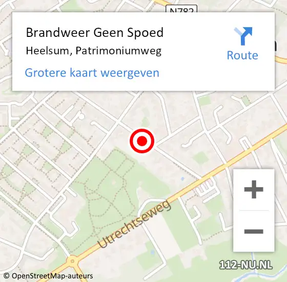 Locatie op kaart van de 112 melding: Brandweer Geen Spoed Naar Heelsum, Patrimoniumweg op 30 oktober 2019 15:32