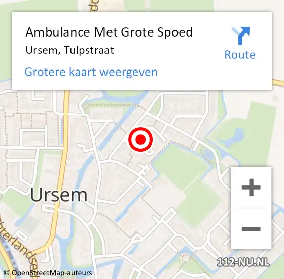 Locatie op kaart van de 112 melding: Ambulance Met Grote Spoed Naar Ursem, Tulpstraat op 30 oktober 2019 16:03